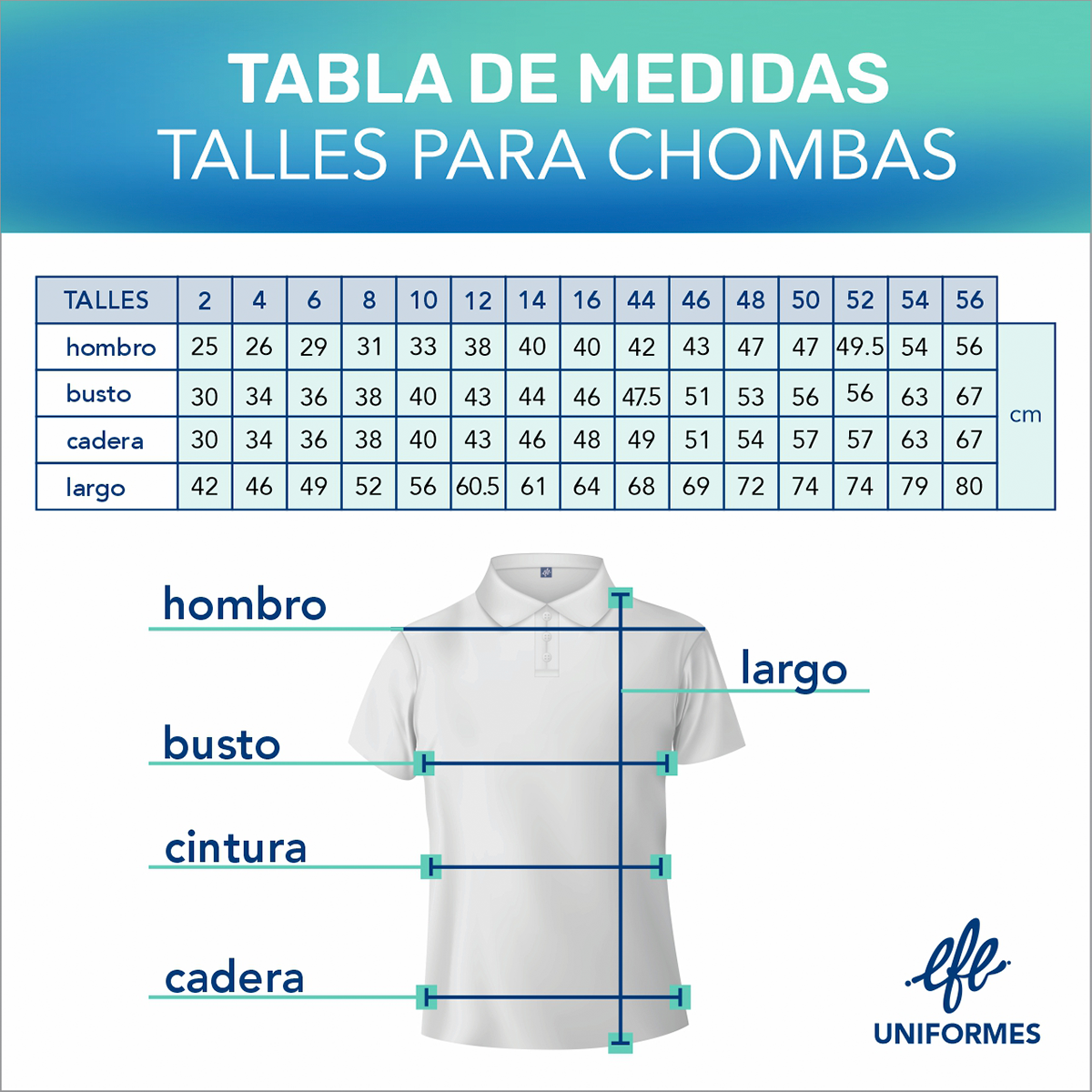TABLA DE MEDIDAS CHOMBA
