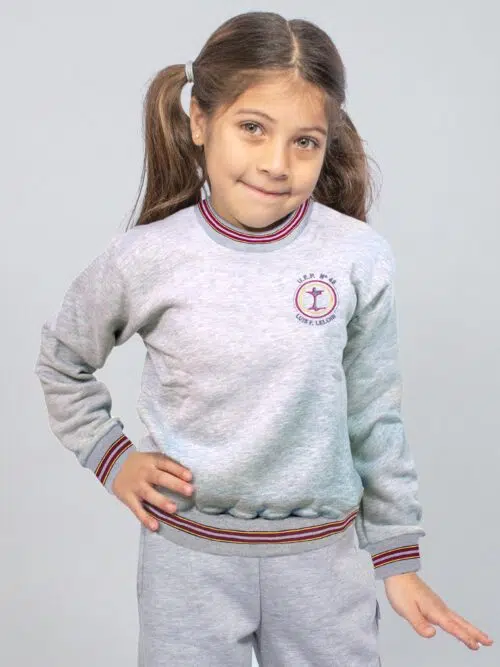 Buzo Frisado Colegio Leloir - Gris Con Bordado Oficial